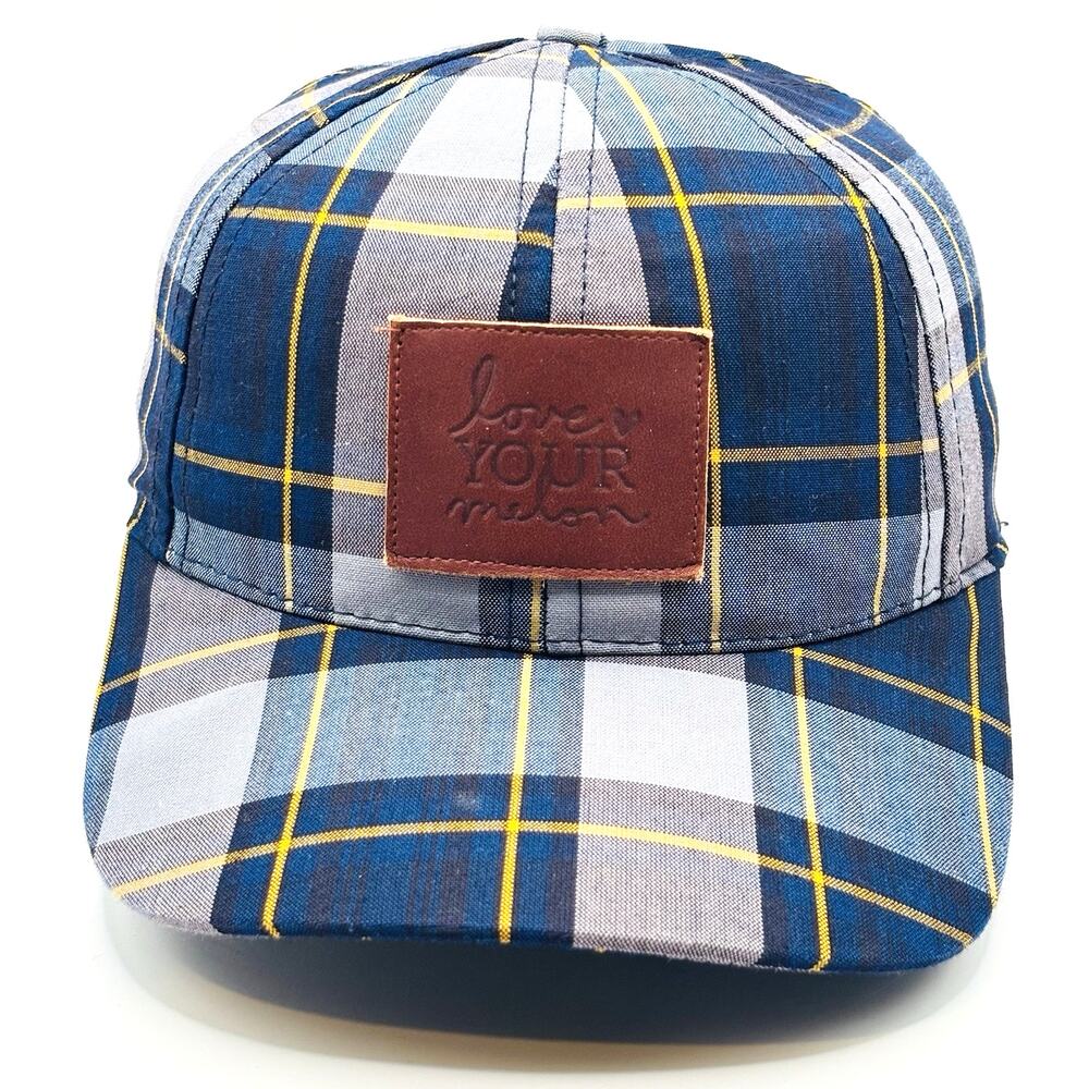 LOVE YOUR MELON Adjustable Back Blue Plaid Cap Baseball Hat Women's One Size